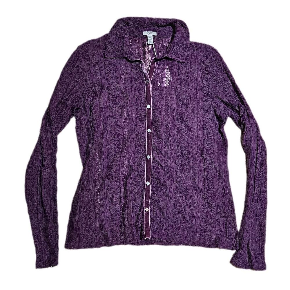 90s whimsigoth fairy purple crinkly button-up top